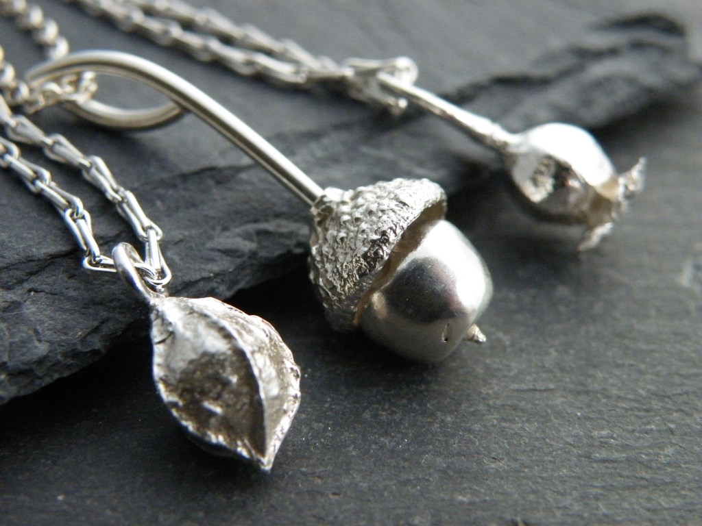 Lime tree seed, acorn, poppy seed head